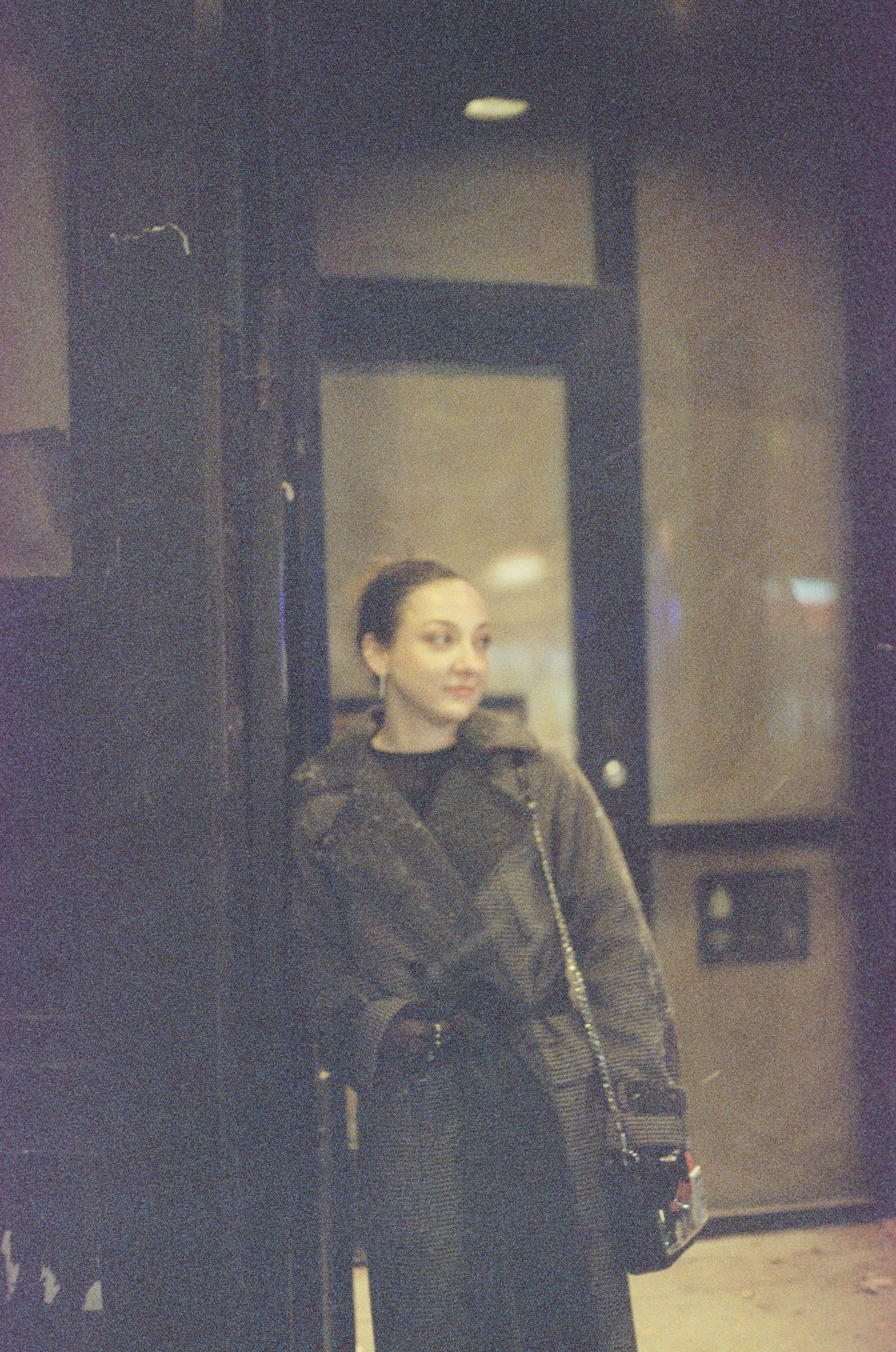 Woman at night on street