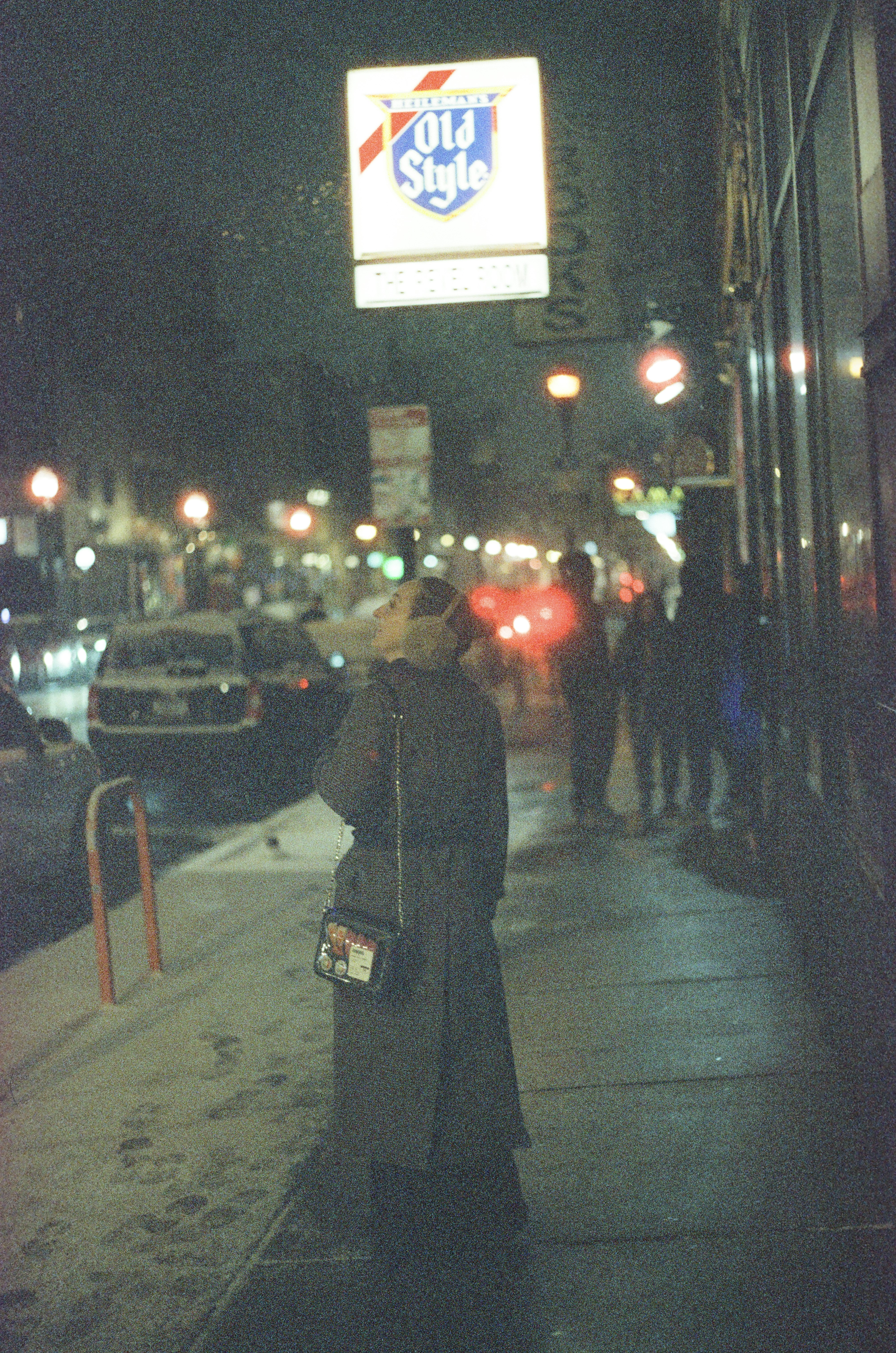 Woman at night on street